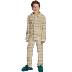 Vintage Beige Music Notes Kids  Long Sleeve Velvet Pajamas Set by Loisa77