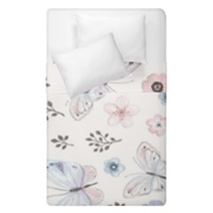 Butterflies Cute Flower Pastel Pattern Duvet Cover Double Side (single Size) by Loisa77