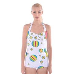 Balloon Ball District Colorful Boyleg Halter Swimsuit  by Ket1n9
