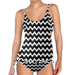 Wave-black White Tankini Set by kyorashop23