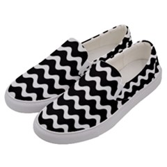Wave-black White Men s Canvas Slip Ons by kyorashop23