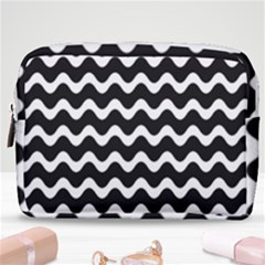Wave-black White Make Up Pouch (medium) by kyorashop23