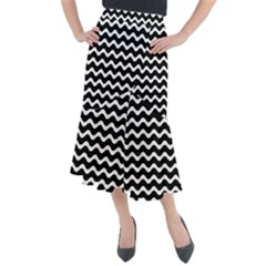 Wave-black White Midi Mermaid Skirt by kyorashop23