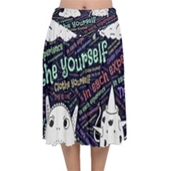 Experience Feeling Clothing Self Velvet Flared Midi Skirt by Paksenen