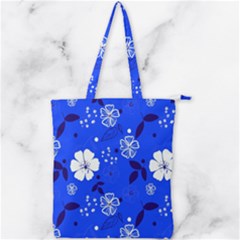 Blooming Seamless Pattern Blue Colors Double Zip Up Tote Bag by Ket1n9