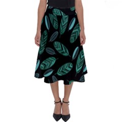 Leaves Pattern Abstract Blade Perfect Length Midi Skirt by Loisa77