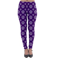 White Pentacle And Purple Pattern Lightweight Velour Leggings by cheekywitch