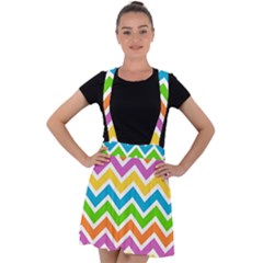 Chevron Pattern Design Texture Velvet Suspender Skater Skirt by Apen