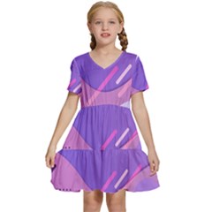 Colorful Labstract Wallpaper Theme Kids  Short Sleeve Tiered Mini Dress by Apen