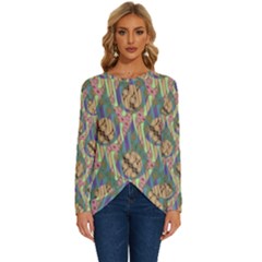 Tribal Background Boho Batik Long Sleeve Crew Neck Pullover Top by anzea