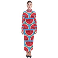 Illustrations Watermelon Texture Pattern Turtleneck Maxi Dress by anzea