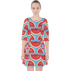 Illustrations Watermelon Texture Pattern Quarter Sleeve Pocket Dress by anzea