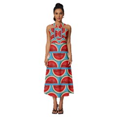 Illustrations Watermelon Texture Pattern Sleeveless Cross Front Cocktail Midi Chiffon Dress by anzea