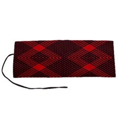 Pattern Rot Schwarz Roll Up Canvas Pencil Holder (s) by dedoma