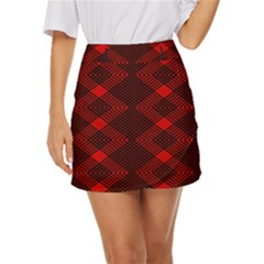 Pattern Rot Schwarz Mini Front Wrap Skirt by dedoma