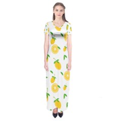 Illustrations Lemon Citrus Fruit Yellow Short Sleeve Maxi Dress by anzea
