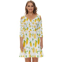 Illustrations Lemon Citrus Fruit Yellow Shoulder Cut Out Zip Up Dress by anzea