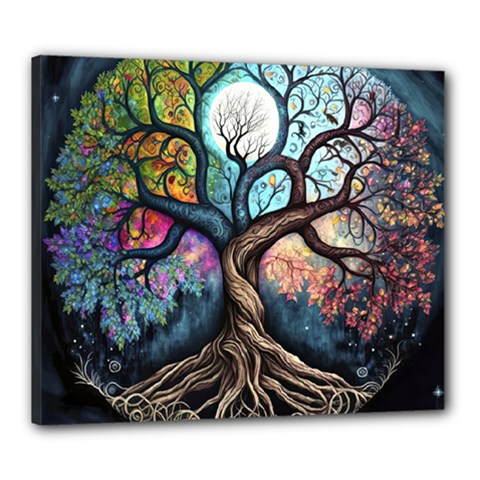 Tree Colourful Canvas 24  X 20  (stretched) by Ndabl3x