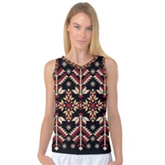 Vector Illustration Of Ukrainian Folk Seamless Pattern Ethnic Ornament Border Element Traditional Women s Basketball Tank Top by Bedest