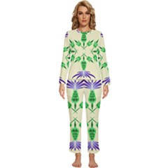 Thistle Flower Purple Thorny Flora Womens  Long Sleeve Lightweight Pajamas Set by Bajindul
