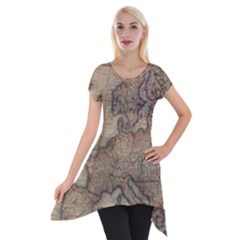 Old Vintage Classic Map Of Europe Short Sleeve Side Drop Tunic by Paksenen