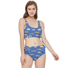Sea Fish Blue Submarine Animal Frilly Bikini Set by Proyonanggan