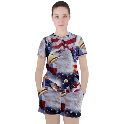 United States Of America Images Independence Day Women s T-shirt And Shorts Set by Ket1n9