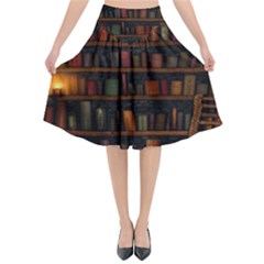 Books Library Flared Midi Skirt by Ket1n9
