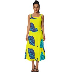 Sheets Pattern Picture Detail Square Neckline Tiered Midi Dress by Ravend