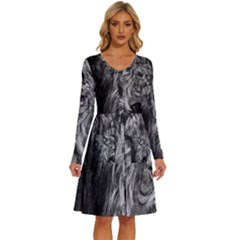 Angry Male Lion Wild Animal Long Sleeve Dress With Pocket by Loisa77