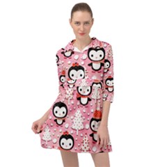 Cute Penguin Pattern Mini Skater Shirt Dress by Loisa77