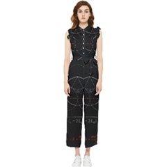 Math Board Circuit Circuits Computer Shield Tech Technology Women s Frill Top Chiffon Jumpsuit by Loisa77