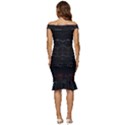 Math Board Circuit Circuits Computer Shield Tech Technology Off Shoulder Ruffle Split Hem Bodycon Dress View4