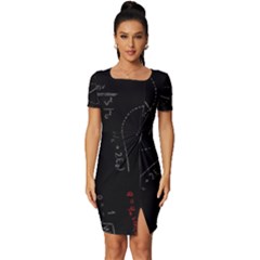 Math Board Circuit Circuits Computer Shield Tech Technology Fitted Knot Split End Bodycon Dress by Loisa77