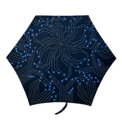 Seamless Pattern Of Glowing Circuit Board Neon Technology Mini Folding Umbrellas by Loisa77