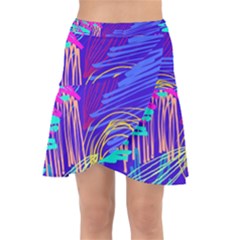Seamless Vintage Pattern Retro 80s Or 90s Style Abstract Wrap Front Skirt by Loisa77