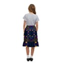 Line Square Pattern Violet Blue Yellow Design Kids  Ruffle Flared Wrap Midi Skirt View4