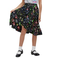 Universe Star Planet Galaxy Kids  Ruffle Flared Wrap Midi Skirt by Ravend