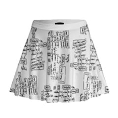 Blackboard Algorithms Black And White Pattern Mini Flare Skirt by dflcprintsclothing