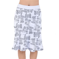 Blackboard Algorithms Black And White Pattern Short Mermaid Skirt by dflcprintsclothing