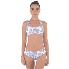 Blackboard Algorithms Black And White Pattern Criss Cross Bikini Set by dflcprintsclothing