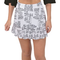 Blackboard Algorithms Black And White Pattern Fishtail Mini Chiffon Skirt by dflcprintsclothing
