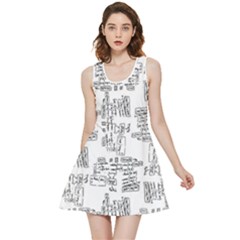 Blackboard Algorithms Black And White Pattern Inside Out Reversible Sleeveless Dress by dflcprintsclothing