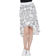 Blackboard Algorithms Black And White Pattern Frill Hi Low Chiffon Skirt by dflcprintsclothing