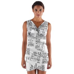 Blackboard Algorithms Black And White Pattern Wrap Front Bodycon Dress by dflcprintsclothing