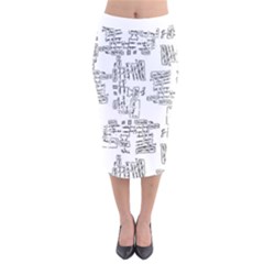 Blackboard Algorithms Black And White Pattern Velvet Midi Pencil Skirt by dflcprintsclothing
