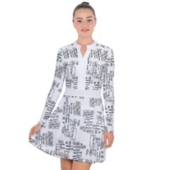 Blackboard Algorithms Black And White Pattern Long Sleeve Panel Dress by dflcprintsclothing