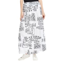 Blackboard Algorithms Black And White Pattern Maxi Chiffon Skirt by dflcprintsclothing