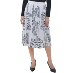 Blackboard Algorithms Black And White Pattern Classic Velour Midi Skirt  by dflcprintsclothing