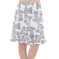 Blackboard Algorithms Black And White Pattern Fishtail Chiffon Skirt by dflcprintsclothing